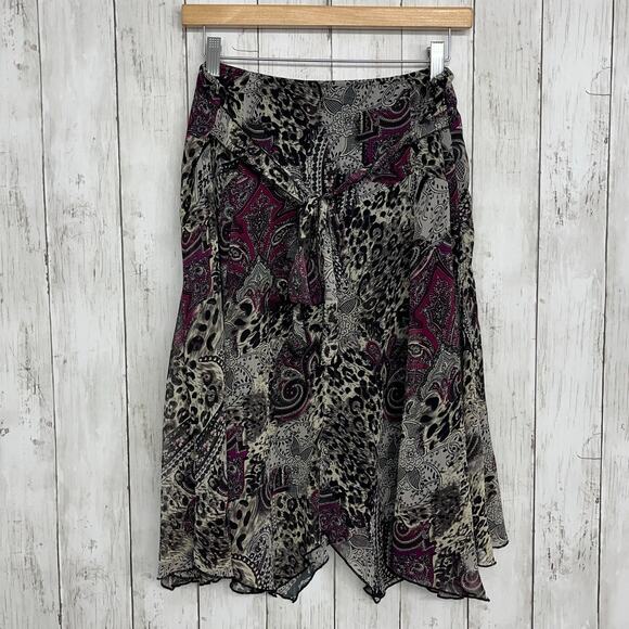 Fashion Bug Vintage 2 Piece Flowy Shirt Skirt Set Fairy Paisley Animal Print - Picture 6 of 16